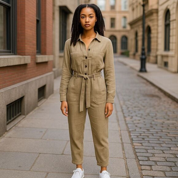 C&C California Washed Olive Green Jumpsuit Size XS - Picture 1 of 14